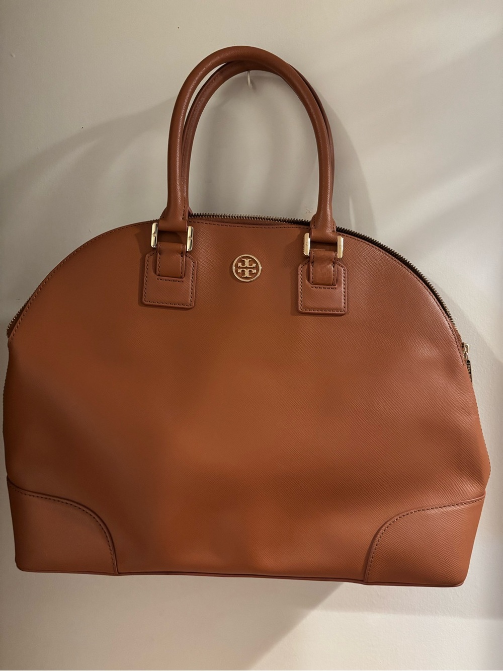 Tory Burch Miller Dome Satchel in Cognac Brown